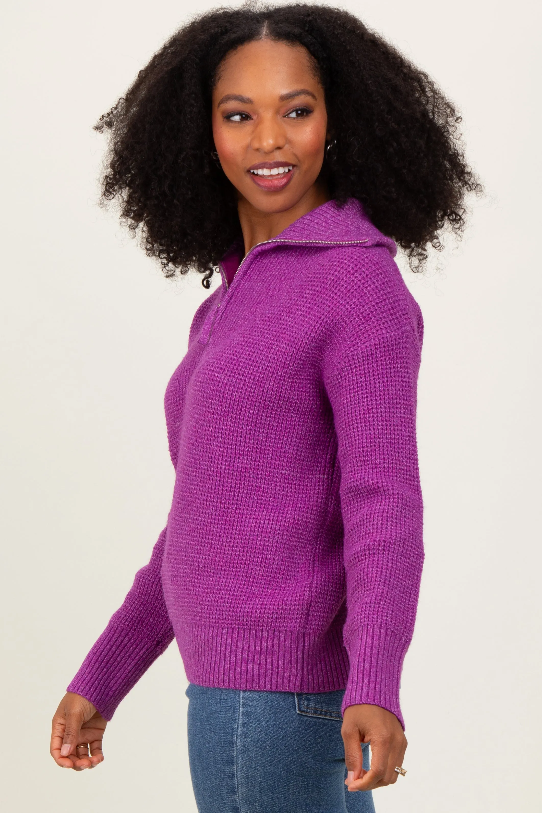 Plum Half Zip Pullover Sweater sold by Pinkblush product image thumbnail 2