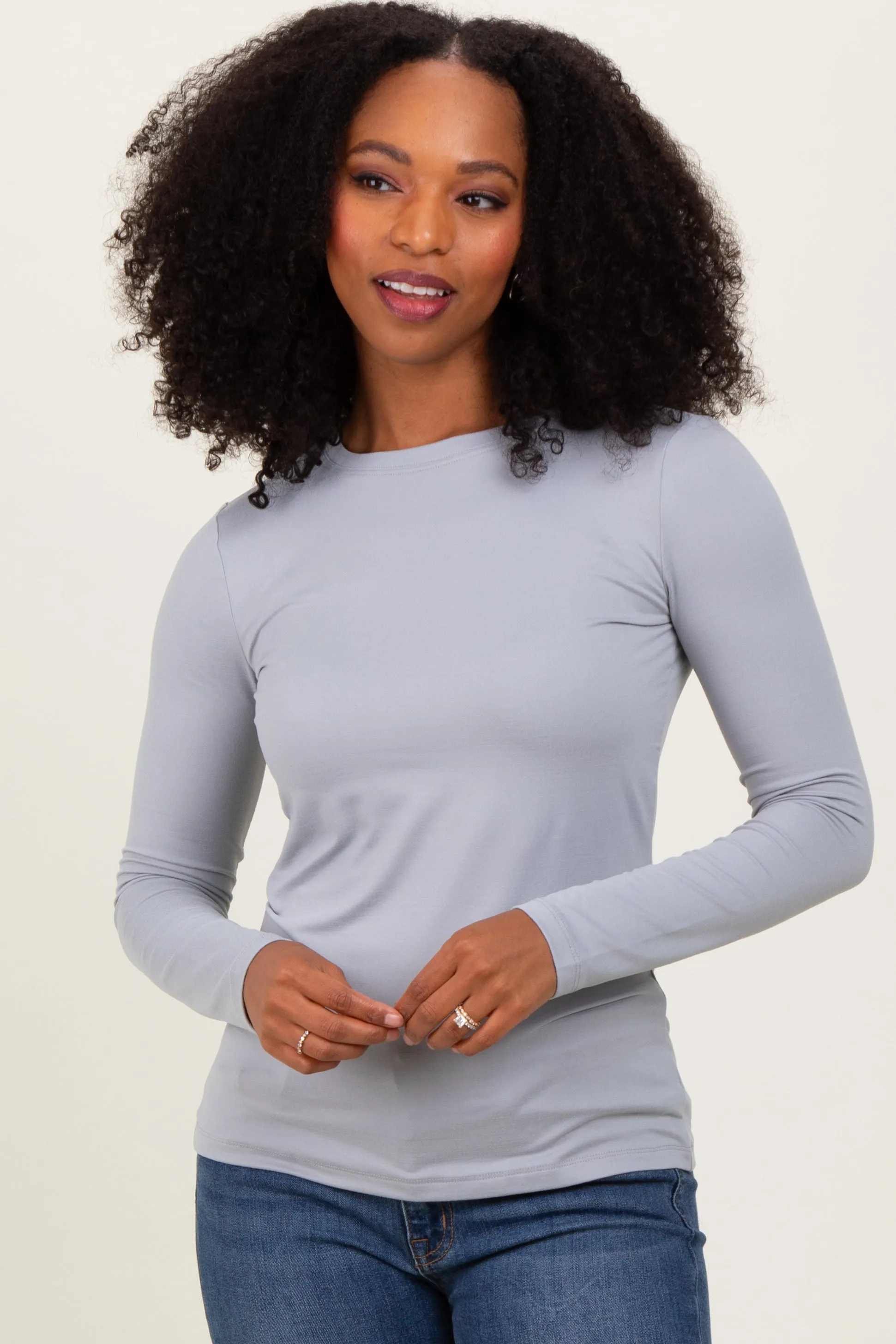 Heather Grey Basic Long Sleeve Top sold by Pinkblush