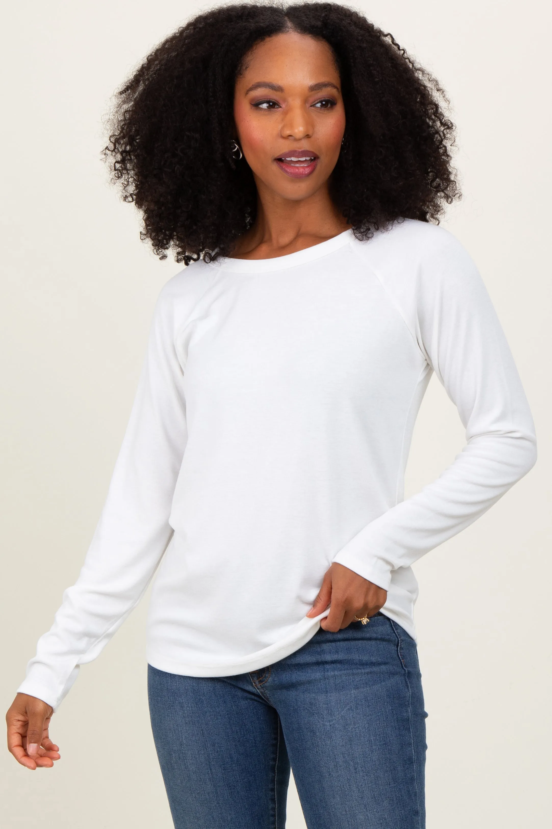 White Raglan Long Sleeve Top sold by Pinkblush product image thumbnail 2