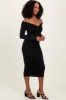Black Off Shoulder Ruched Long Sleeve Midi Dress sold by Pinkblush