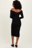 Black Off Shoulder Ruched Long Sleeve Midi Dress sold by Pinkblush