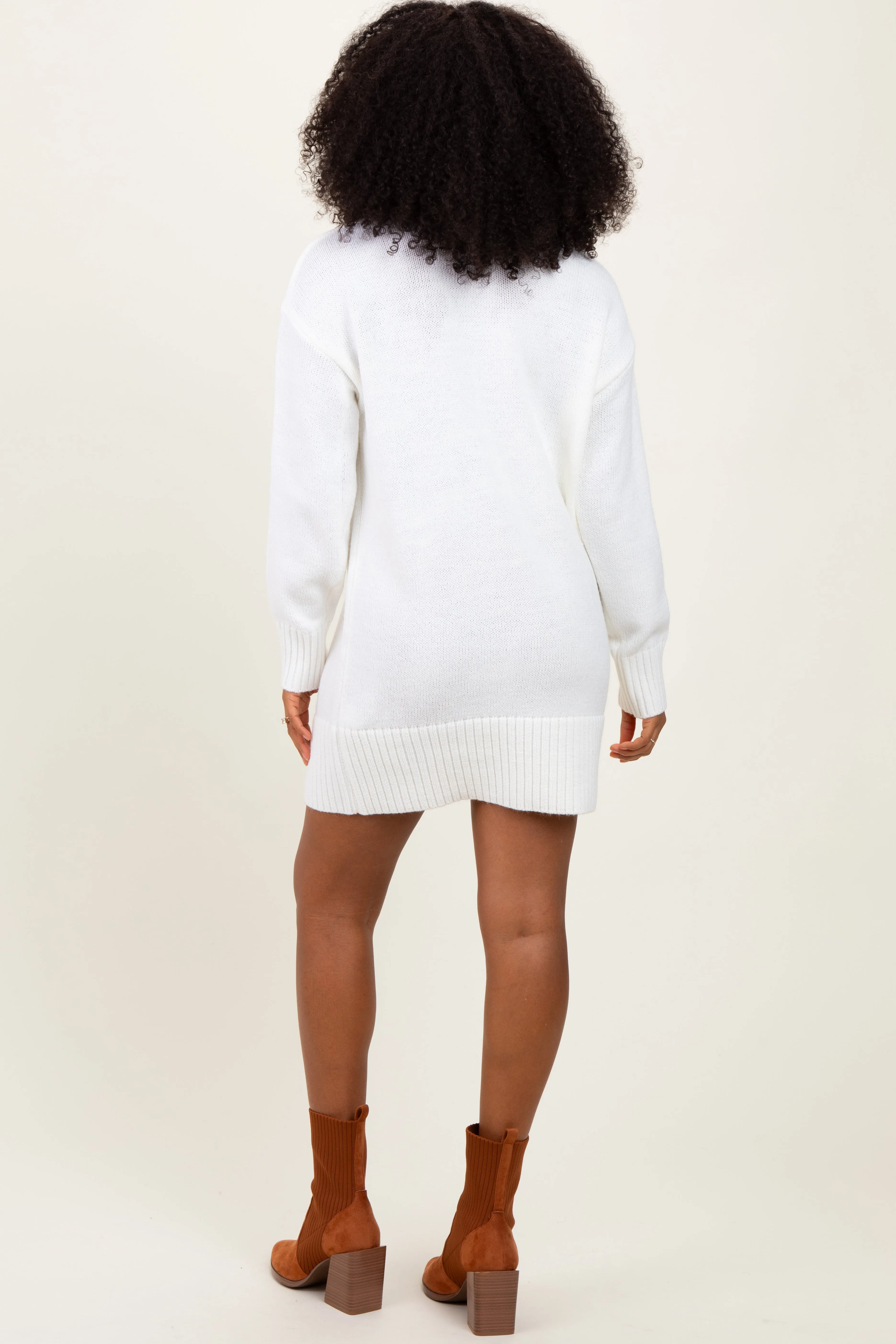 Ivory Turtle Neck Mini Sweater Dress sold by Pinkblush product image thumbnail 4