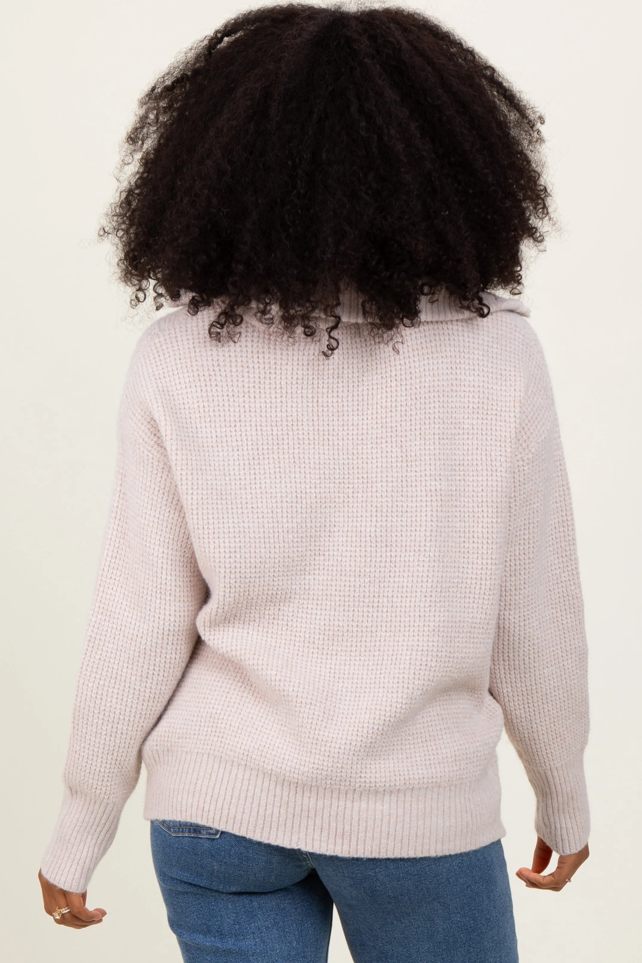 Beige Half Zip Pullover Sweater sold by Pinkblush product image thumbnail 4