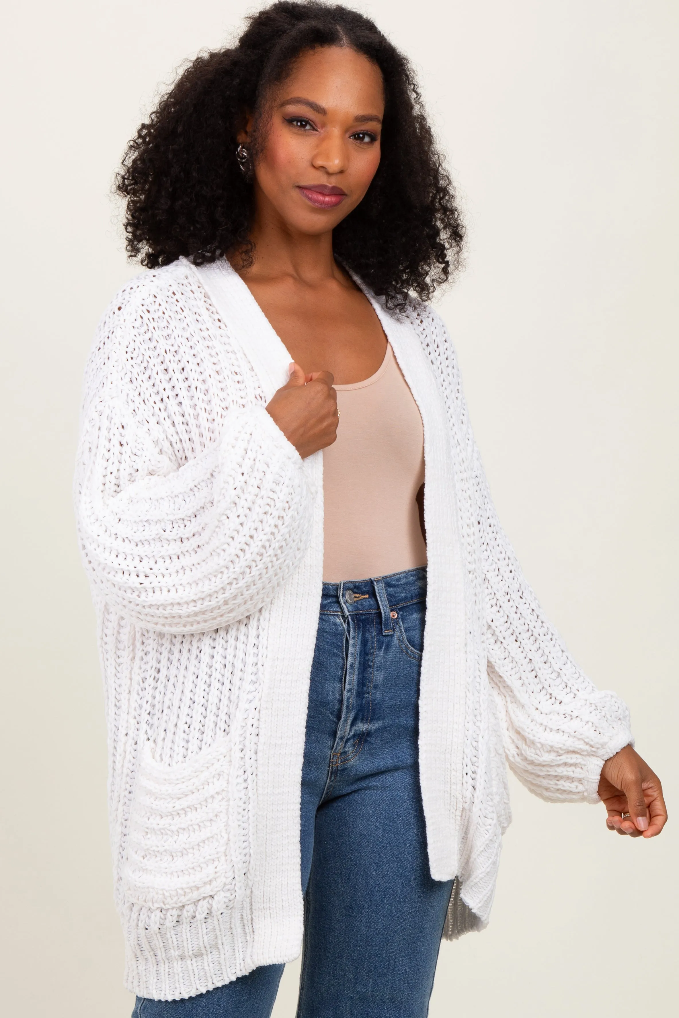 Cream Chunky Knit Oversized Pocket Cardigan sold by Pinkblush product image thumbnail 2