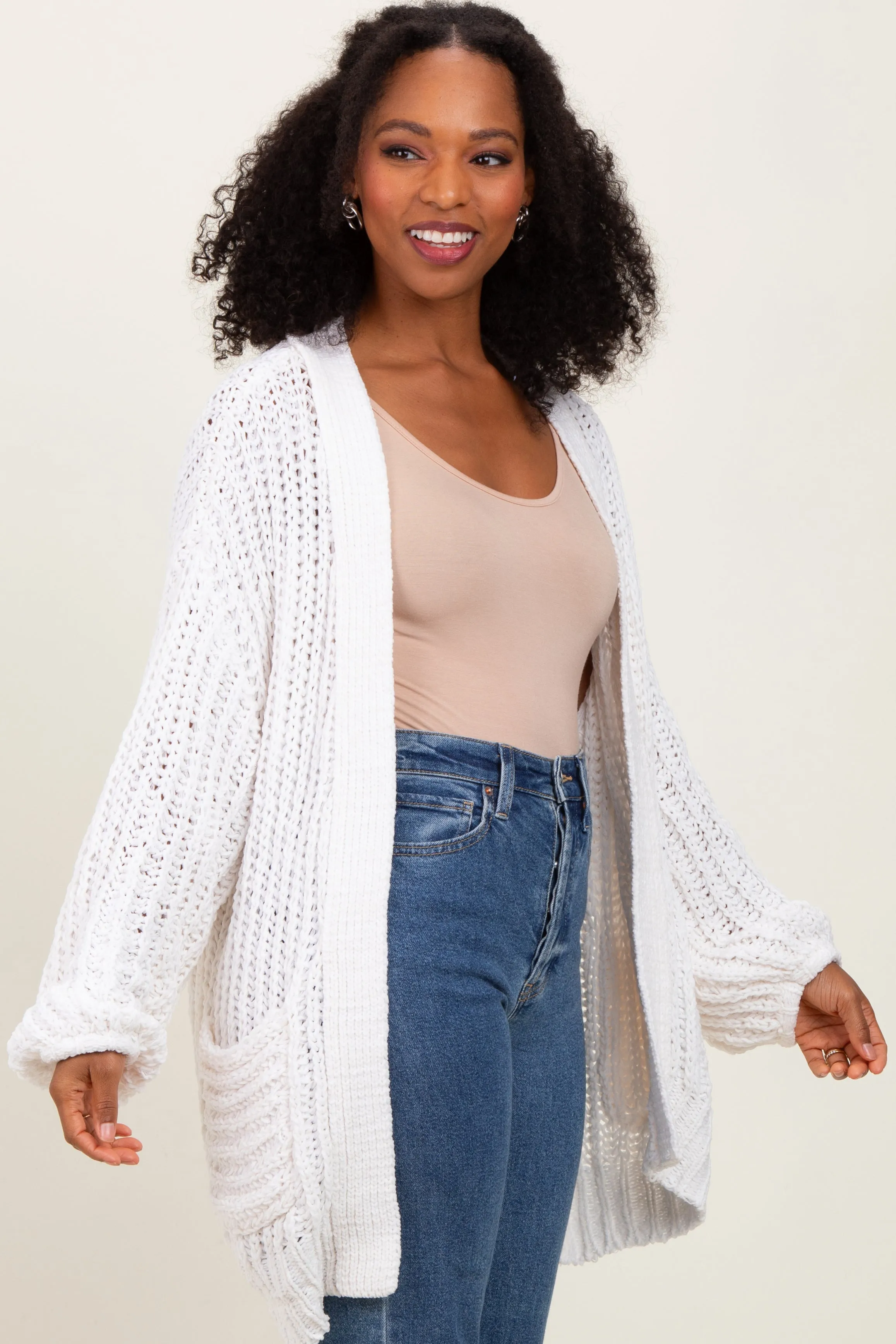 Cream Chunky Knit Oversized Pocket Cardigan sold by Pinkblush product image thumbnail 3