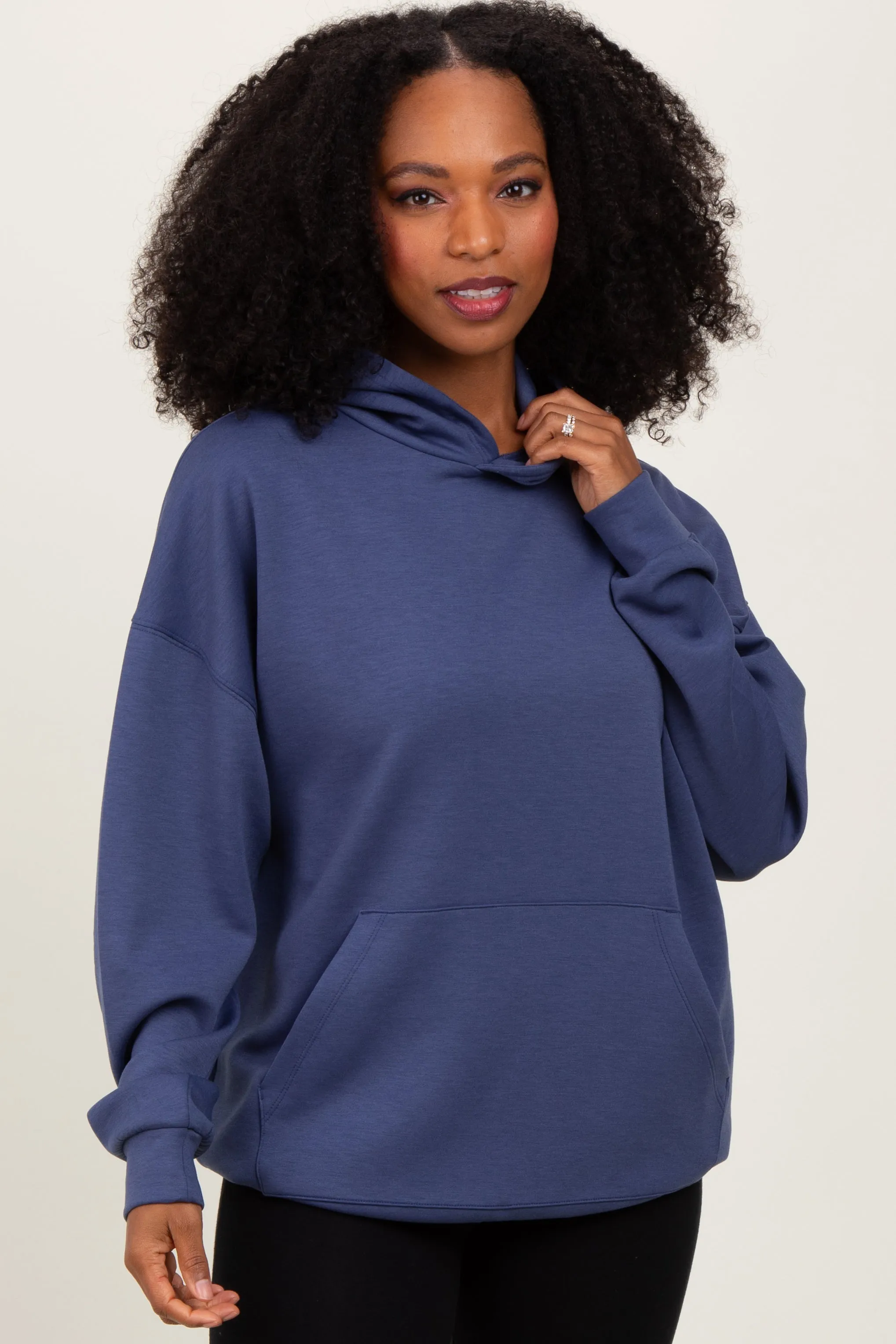 Blue Basic Hoodie Sweatshirt sold by Pinkblush