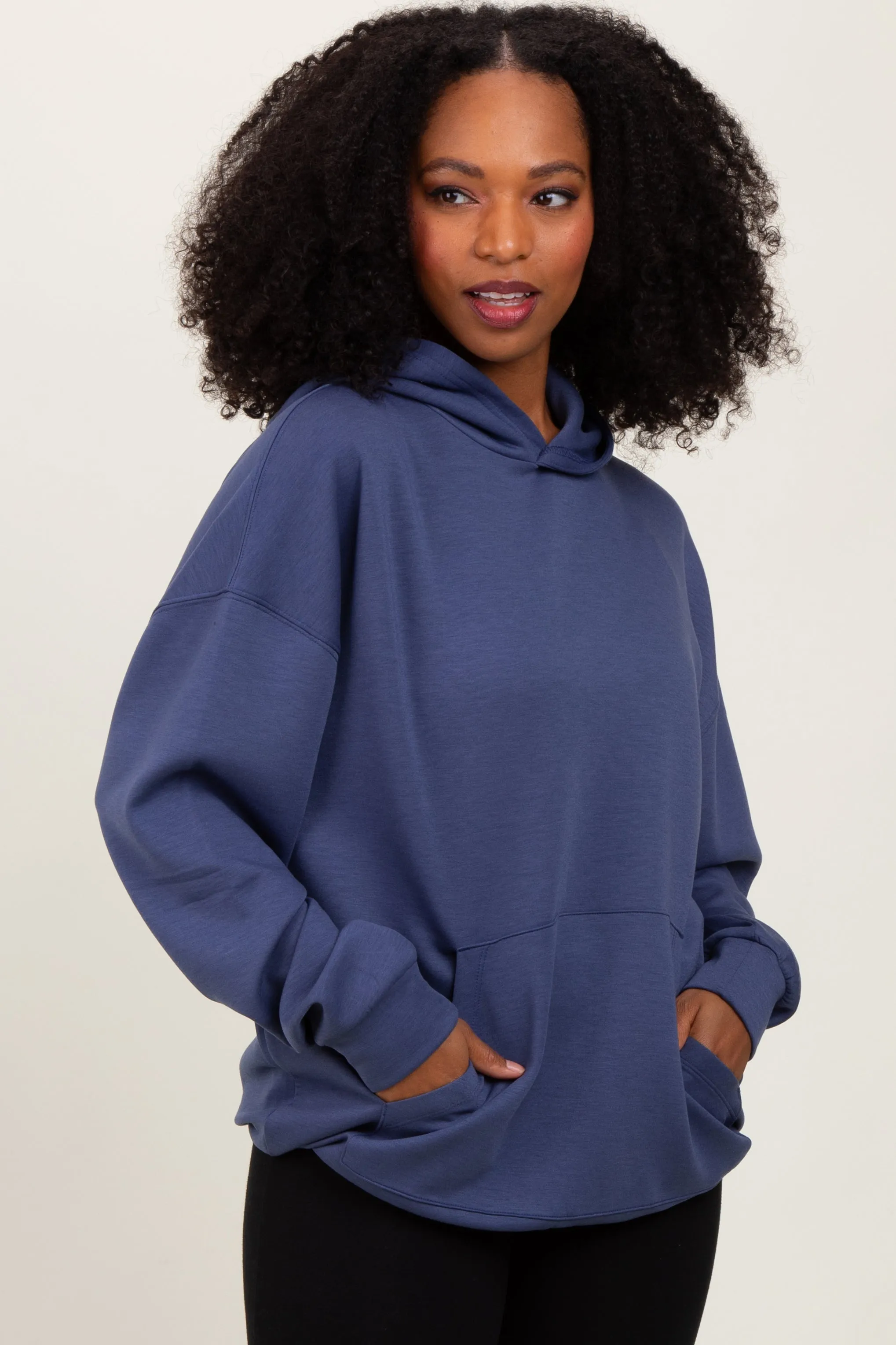 Blue Basic Hoodie Sweatshirt sold by Pinkblush product image thumbnail 2