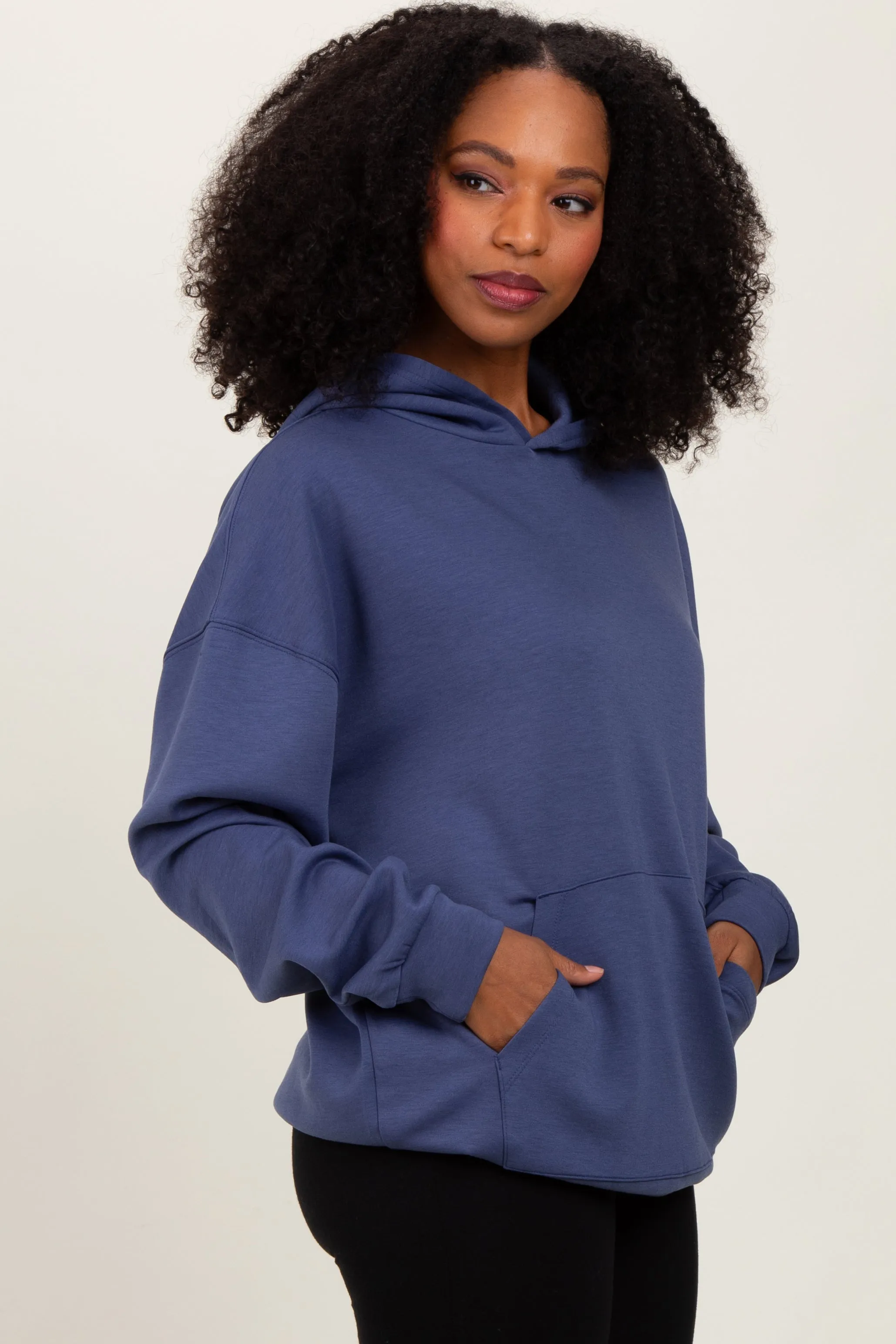 Blue Basic Hoodie Sweatshirt sold by Pinkblush product image thumbnail 3