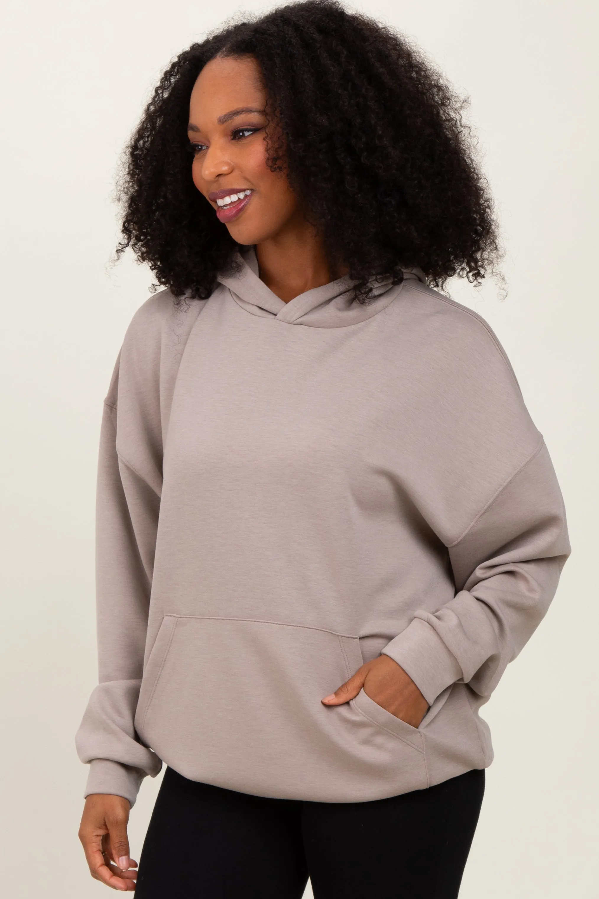 Beige Basic Hoodie Sweatshirt sold by Pinkblush product image thumbnail 2