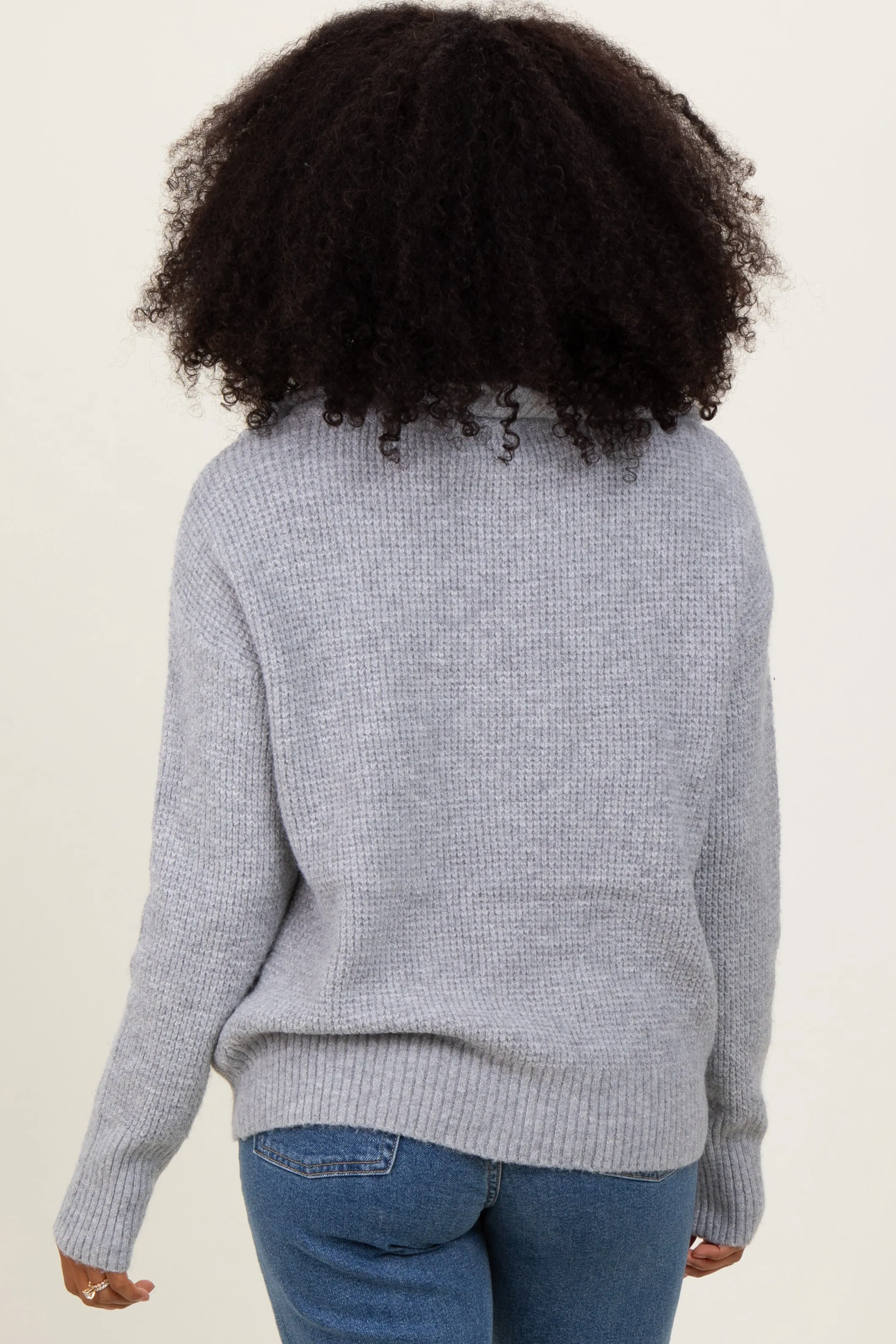 Heather Grey Half Zip Pullover Sweater sold by Pinkblush product image thumbnail 4