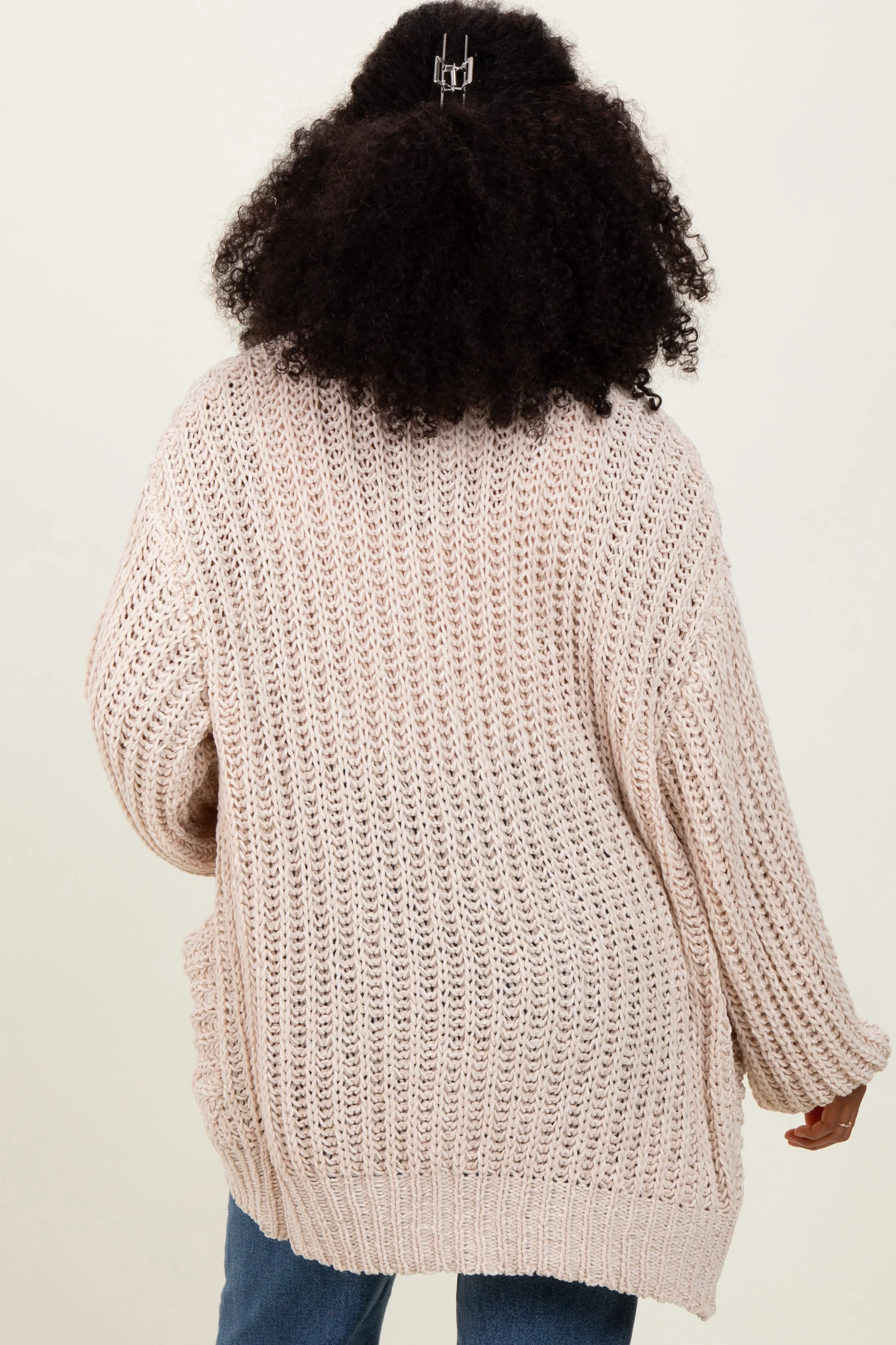 Beige Chunky Knit Oversized Pocket Cardigan sold by Pinkblush product image thumbnail 4