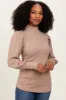 Mocha Ribbed Mock Neck Bubble Sleeve Top sold by Pinkblush