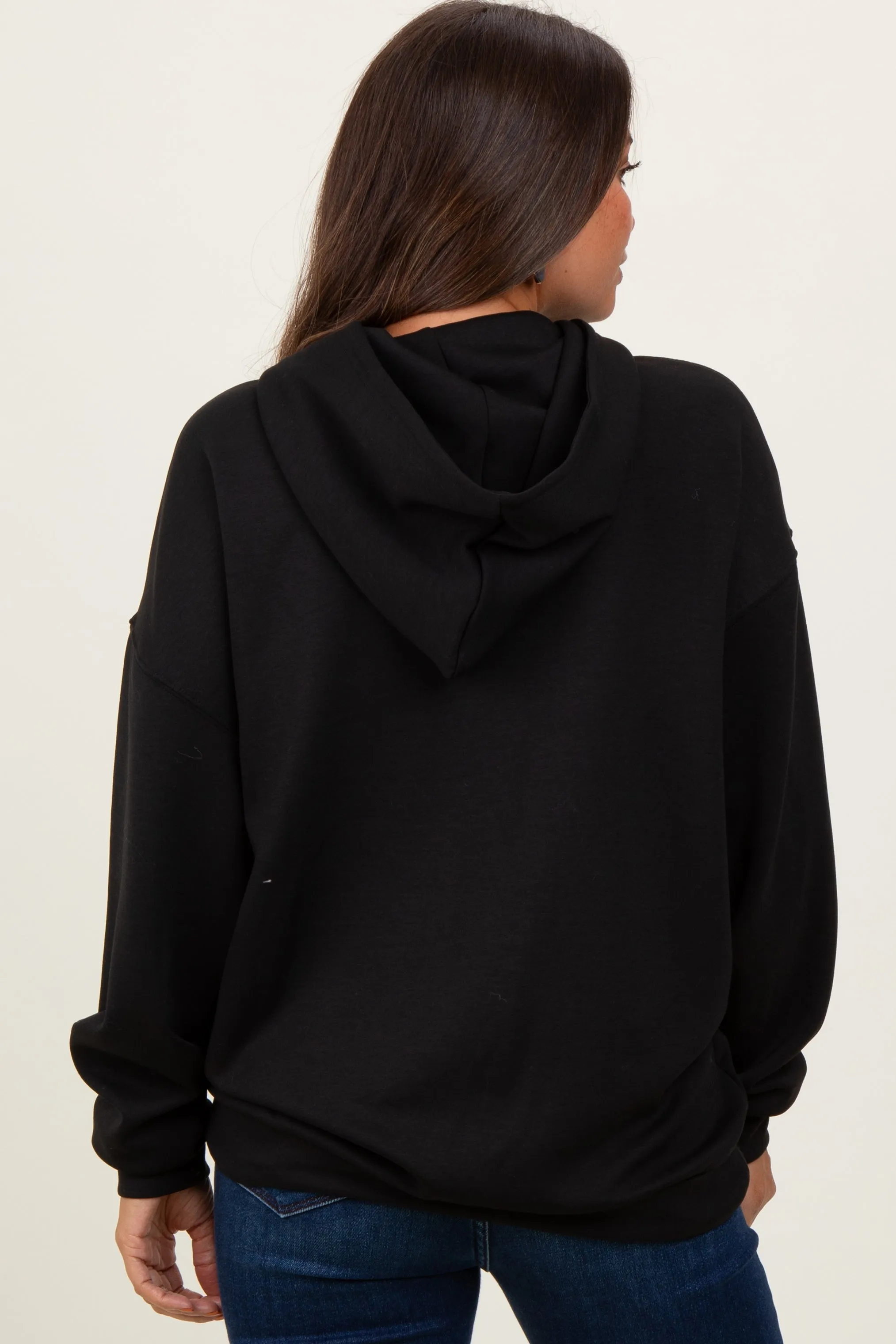 Black Basic Maternity Hoodie Sweatshirt sold by Pinkblush product image thumbnail 4