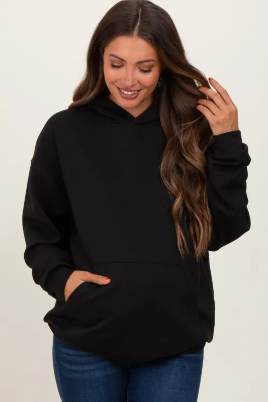 Black Basic Maternity Hoodie Sweatshirt sold by Pinkblush