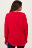 Red Exposed Seam Long Sleeve Maternity Top sold by Pinkblush