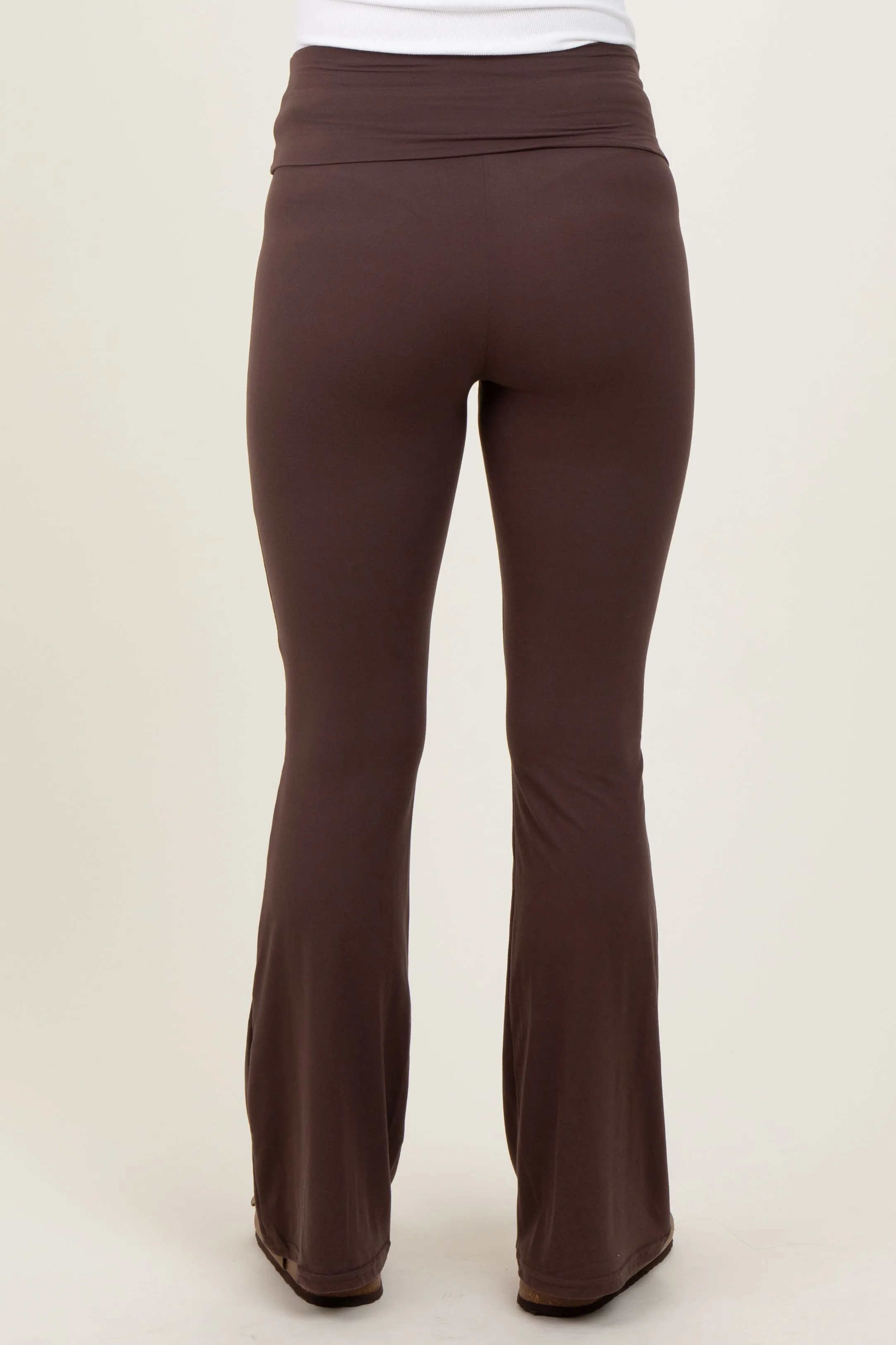Brown Fold Over Waistband Maternity Flared Pants sold by Pinkblush product image thumbnail 5