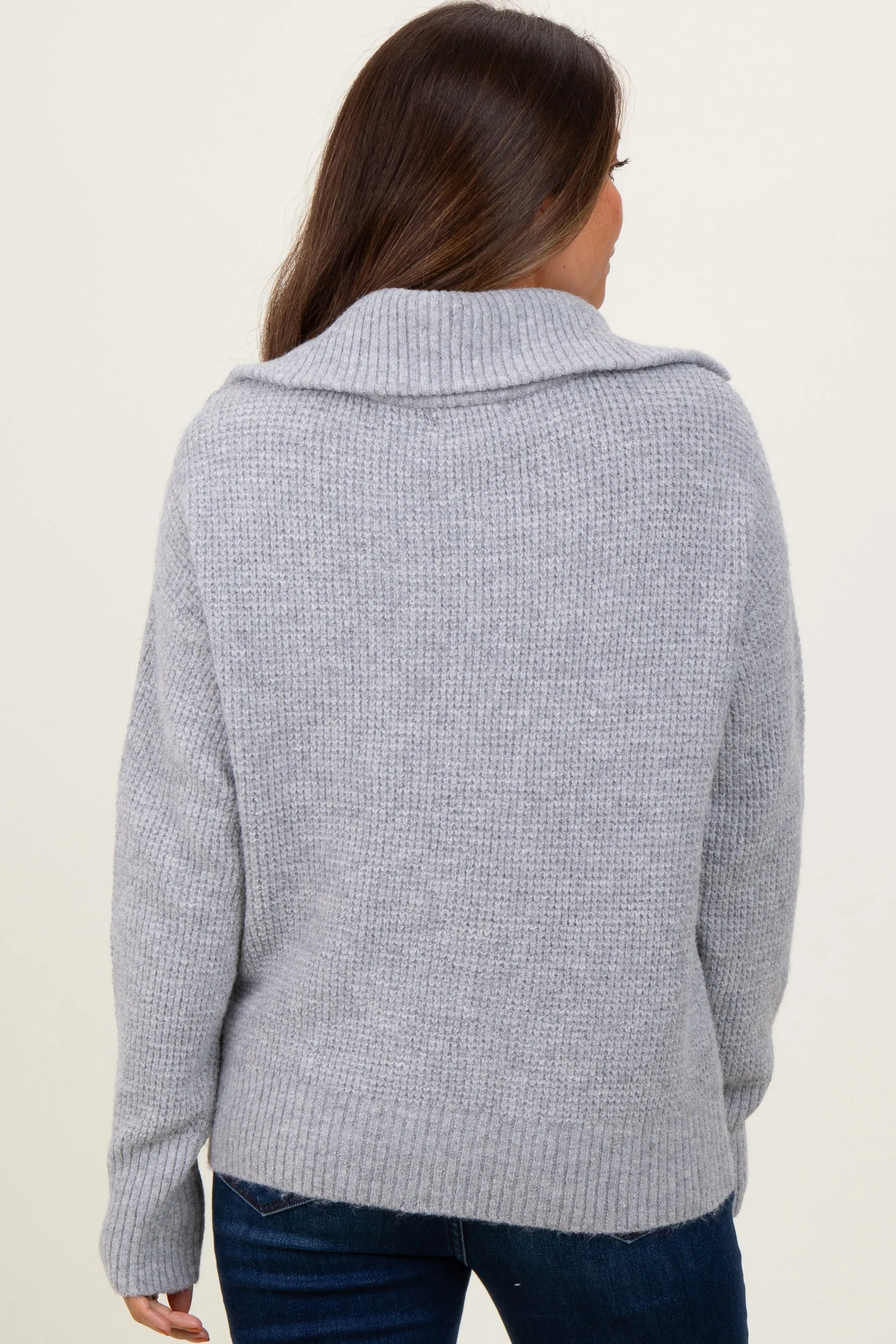 Heather Grey Half Zip Maternity Pullover Sweater sold by Pinkblush product image thumbnail 3