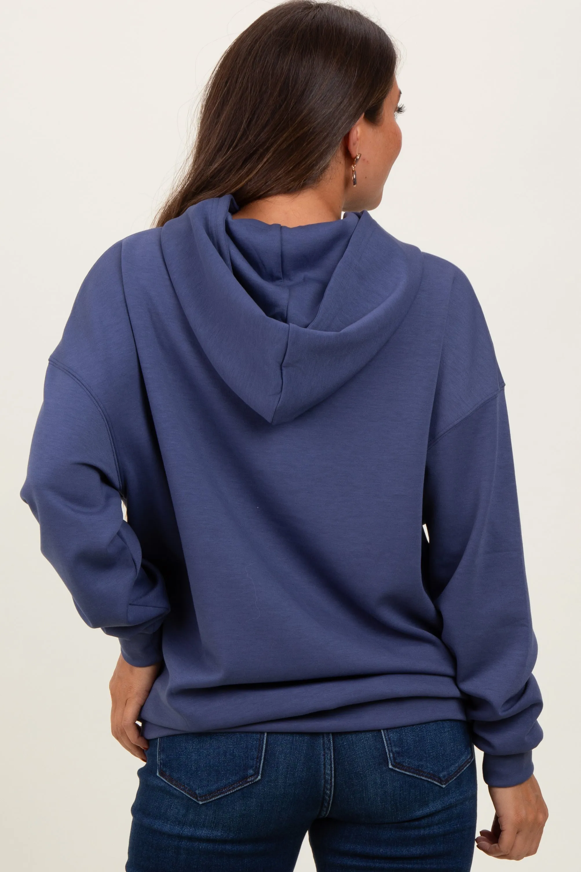 Blue Basic Maternity Hoodie Sweatshirt sold by Pinkblush product image thumbnail 4