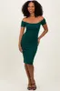 Forest Green Off Shoulder Fitted Midi Dress sold by Pinkblush