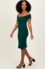 Forest Green Off Shoulder Fitted Midi Dress sold by Pinkblush