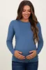 Blue Basic Long Sleeve Maternity Top sold by Pinkblush