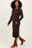 Brown Waffle Knit Sash Tie Midi Sweater Dress sold by Pinkblush