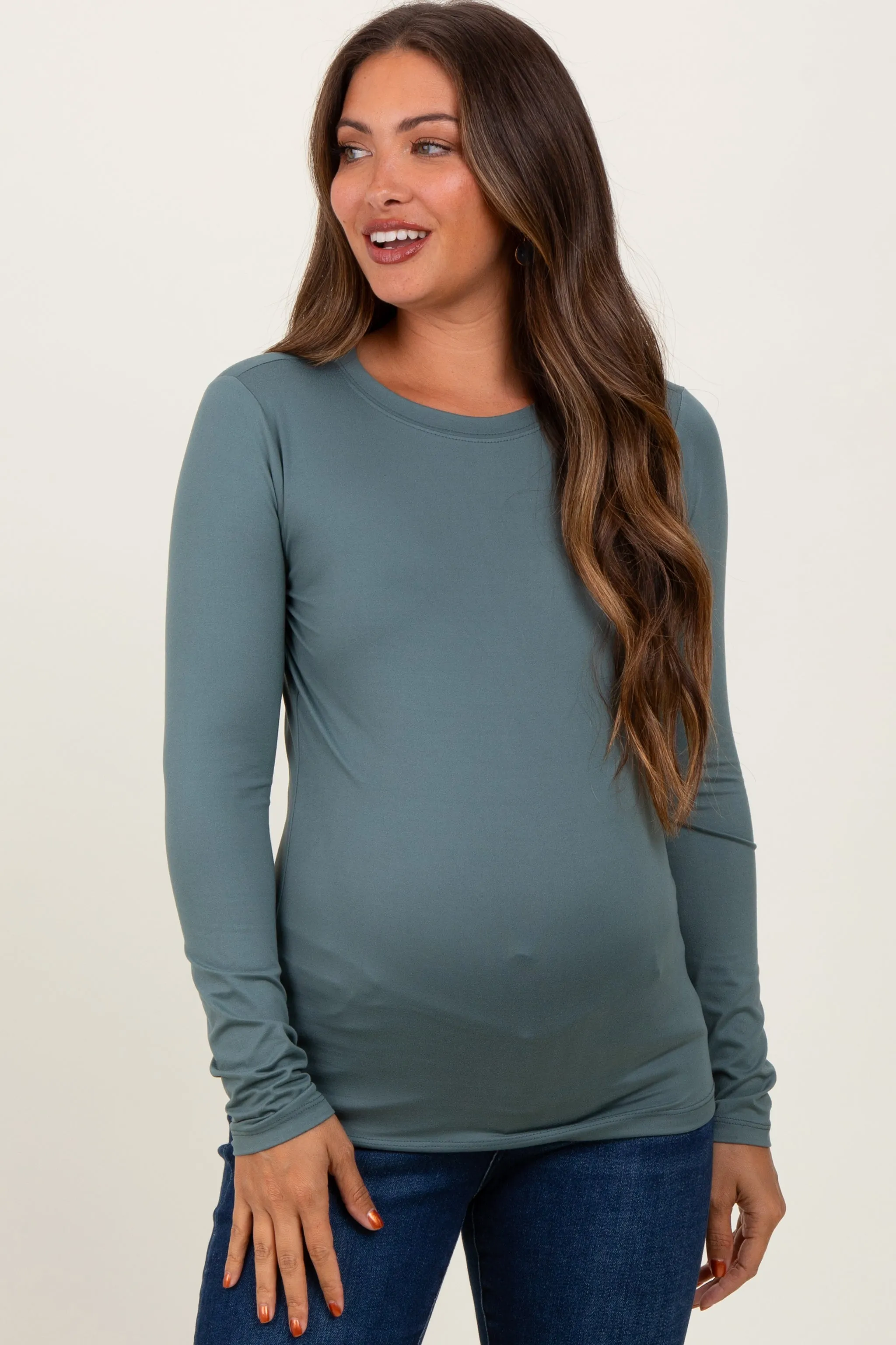 Jade Basic Long Sleeve Maternity Top sold by Pinkblush product image thumbnail 2