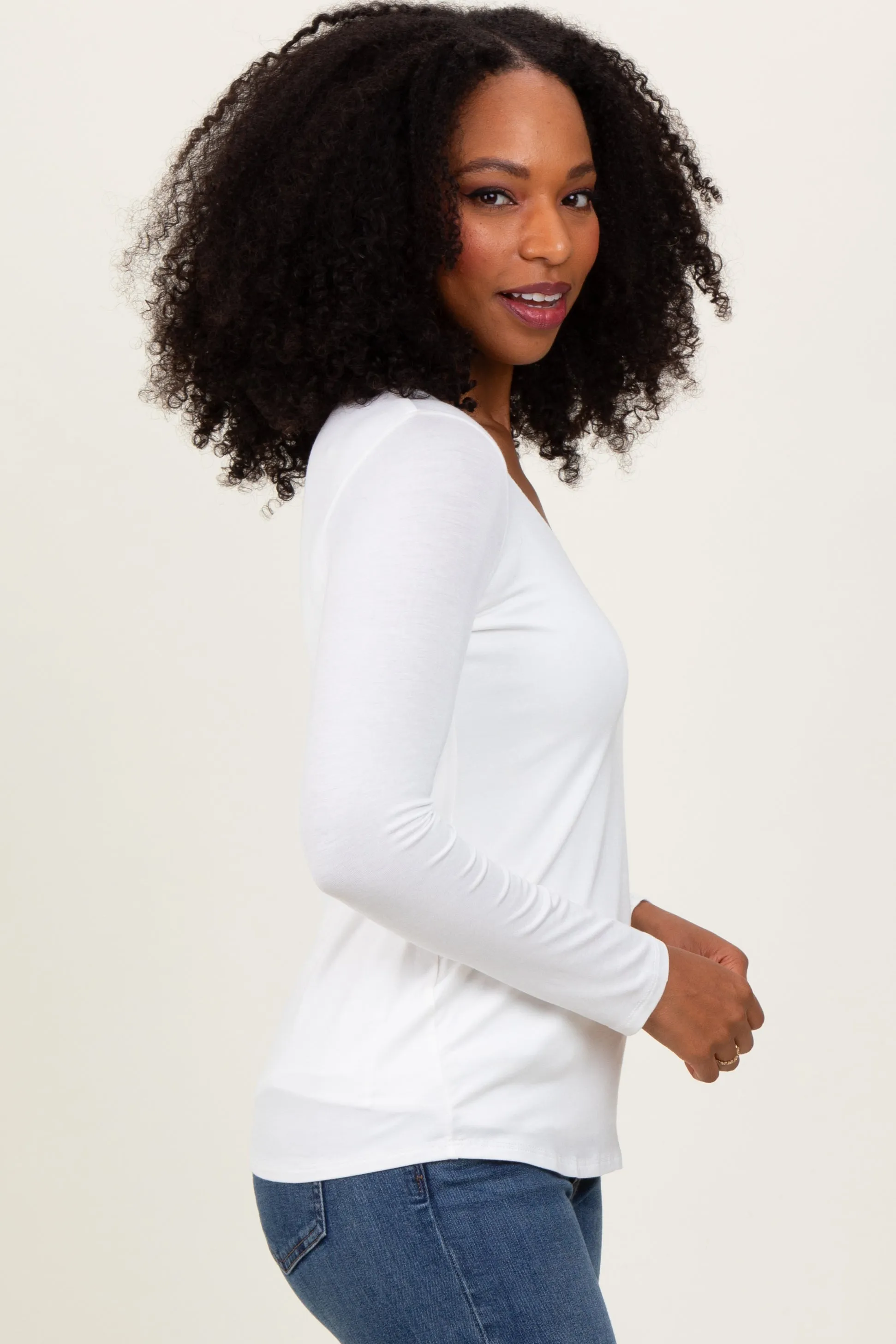 White Basic Scoop Neck Long Sleeve Top sold by Pinkblush product image thumbnail 3