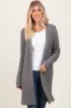Charcoal Contrast Rib Long Open Cardigan sold by Pinkblush