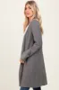 Charcoal Contrast Rib Long Open Cardigan sold by Pinkblush