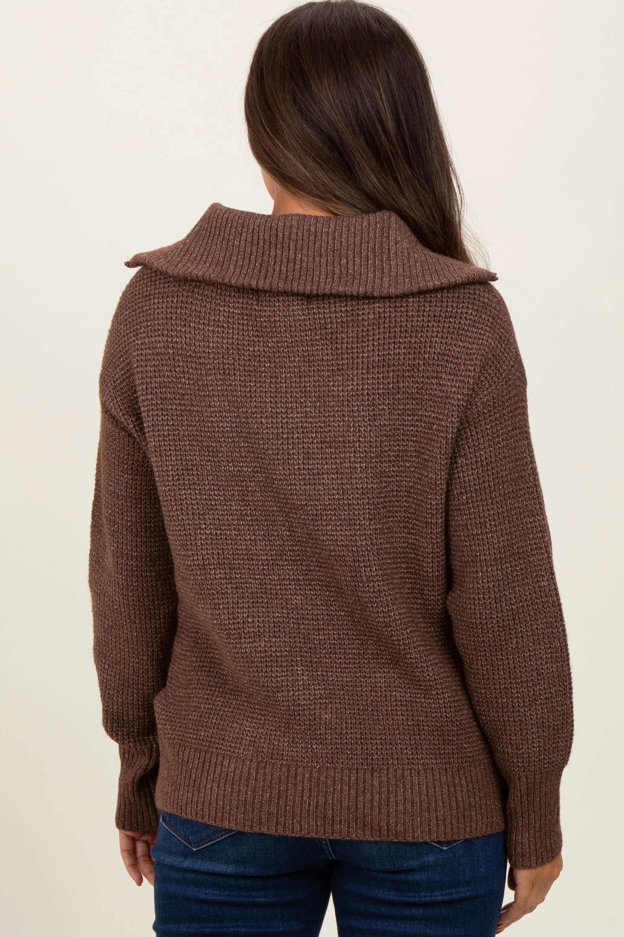 Brown Half Zip Maternity Pullover Sweater sold by Pinkblush product image thumbnail 4