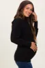 Black Ribbed Mock Neck Bubble Sleeve Maternity Top sold by Pinkblush
