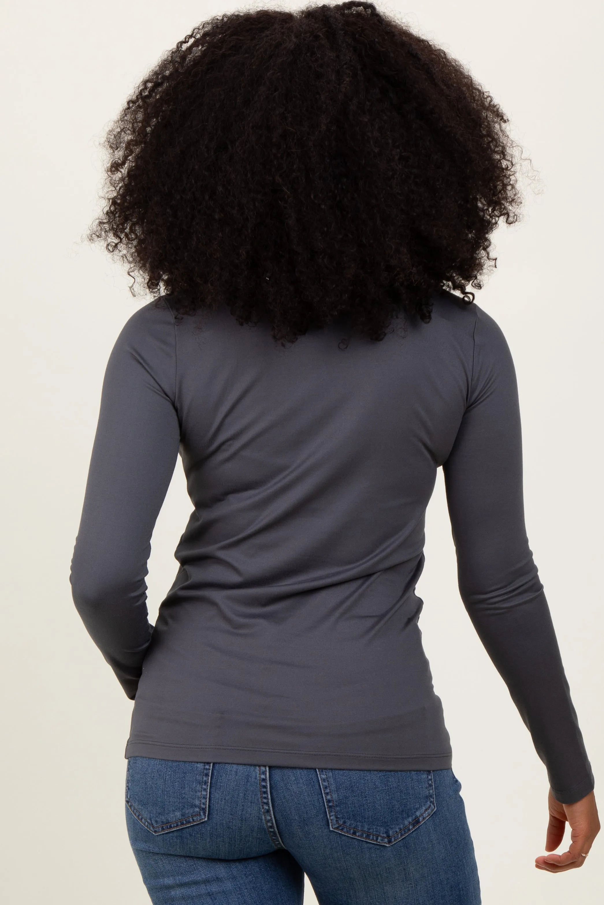 Grey Microfiber Basic Long Sleeve Top sold by Pinkblush product image thumbnail 4