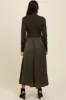 Olive Knit Contrast Top Satin Midi Dress sold by Pinkblush