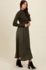 Olive Knit Contrast Top Satin Midi Dress sold by Pinkblush