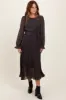 Navy Blue Floral Front Tie Pleated Midi Dress sold by Pinkblush