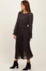 Navy Blue Floral Front Tie Pleated Midi Dress sold by Pinkblush