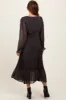 Navy Blue Floral Front Tie Pleated Midi Dress sold by Pinkblush