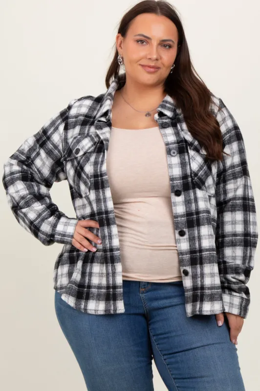 Black Plaid Button Down Plus Flannel sold by Pinkblush