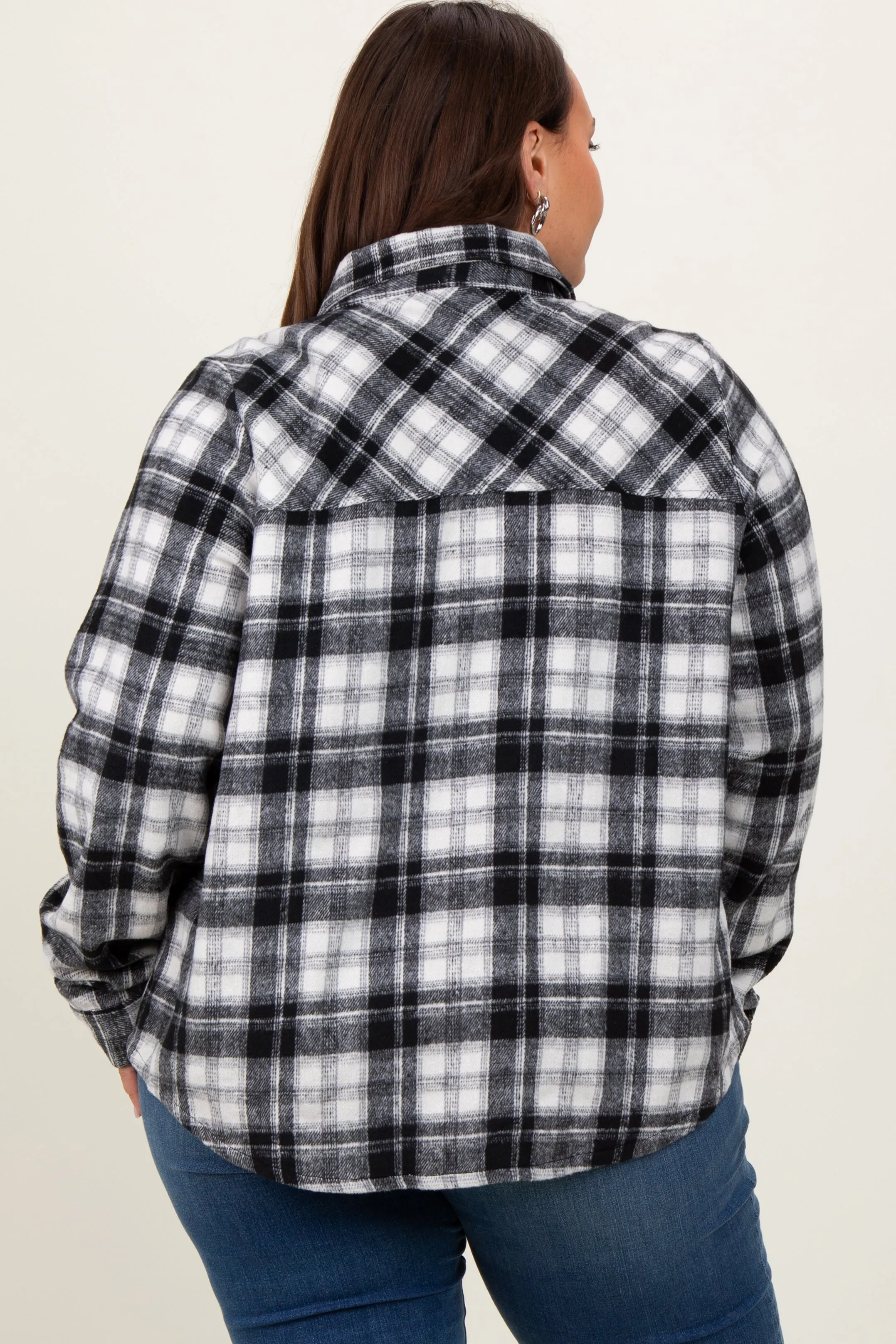 Black Plaid Button Down Plus Flannel sold by Pinkblush product image thumbnail 4