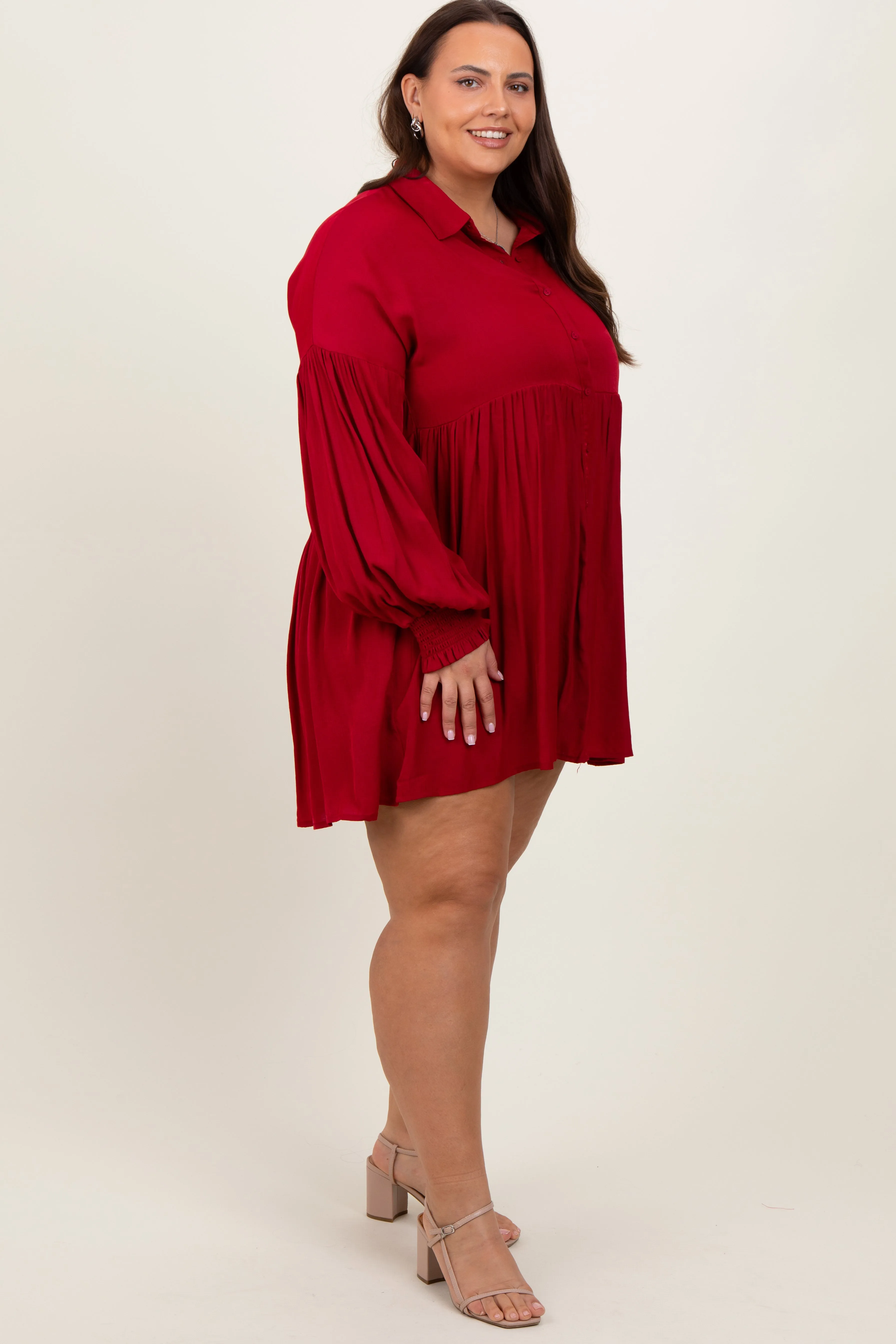 Red Button Down Plus Dress sold by Pinkblush product image thumbnail 3