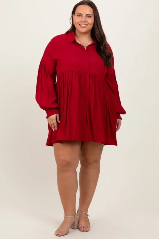 Red Button Down Plus Dress sold by Pinkblush