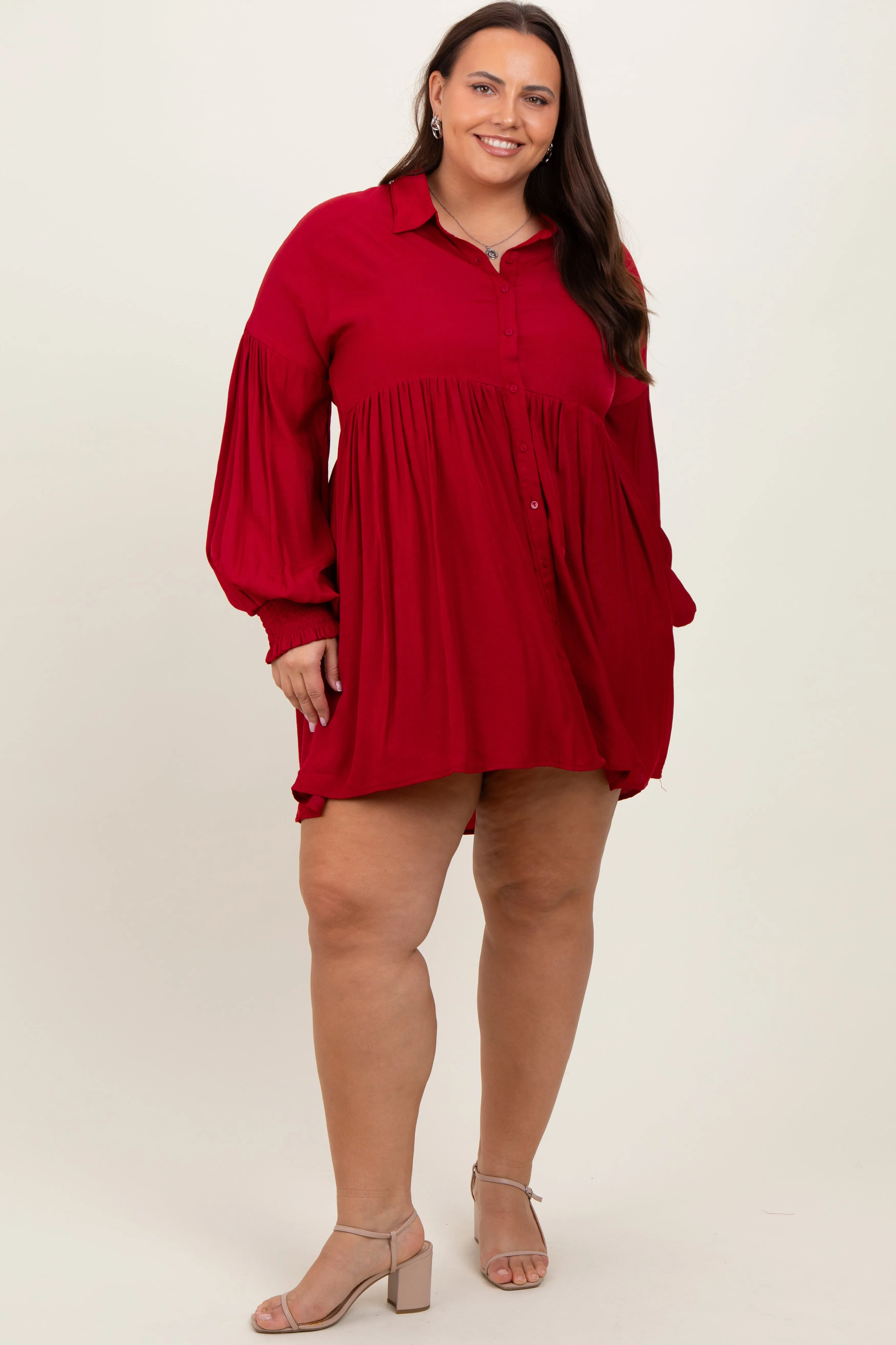 Red Button Down Plus Dress sold by Pinkblush product image thumbnail 2