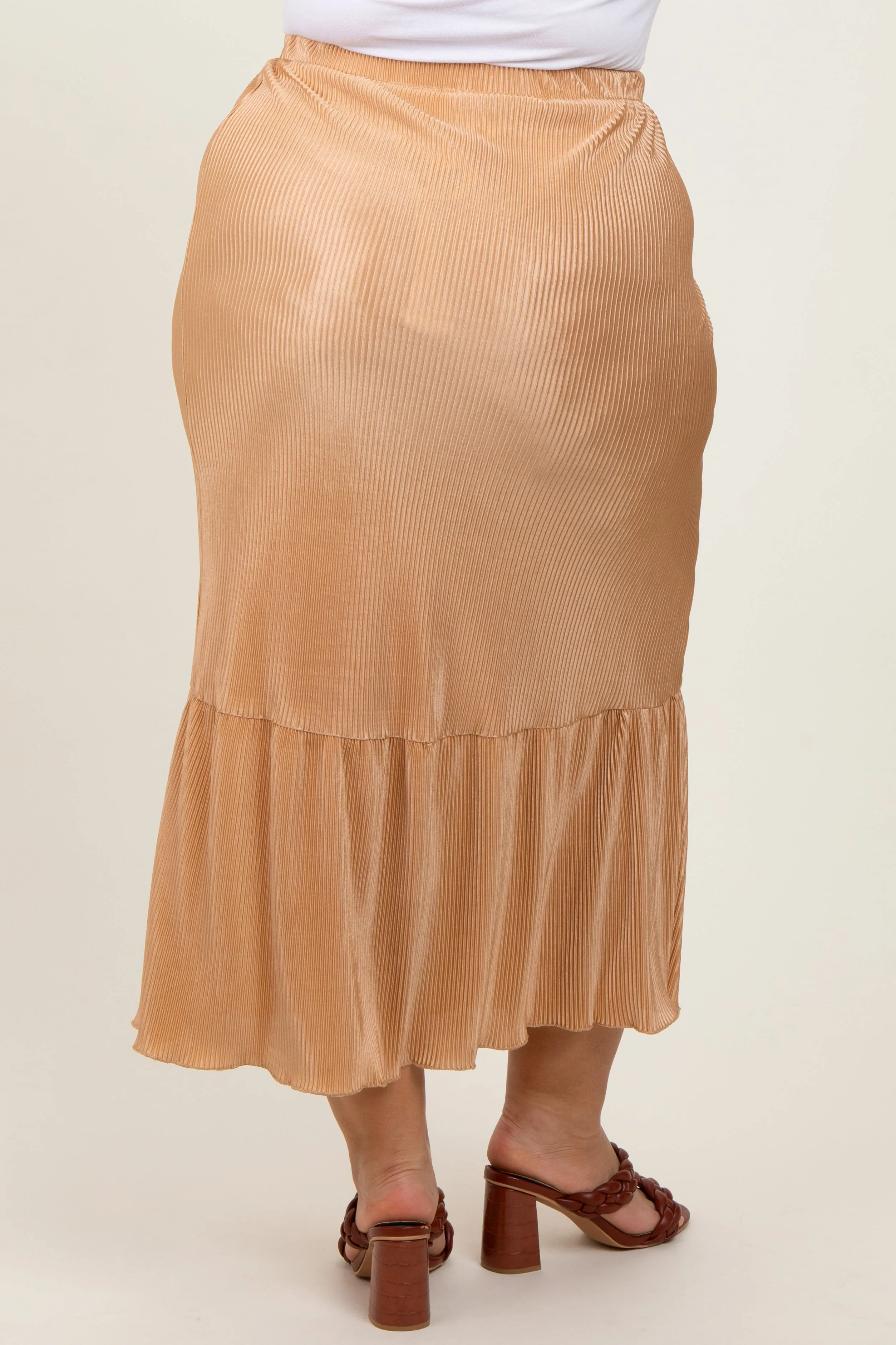 Taupe Plisse Plus Maxi Skirt sold by Pinkblush product image thumbnail 5