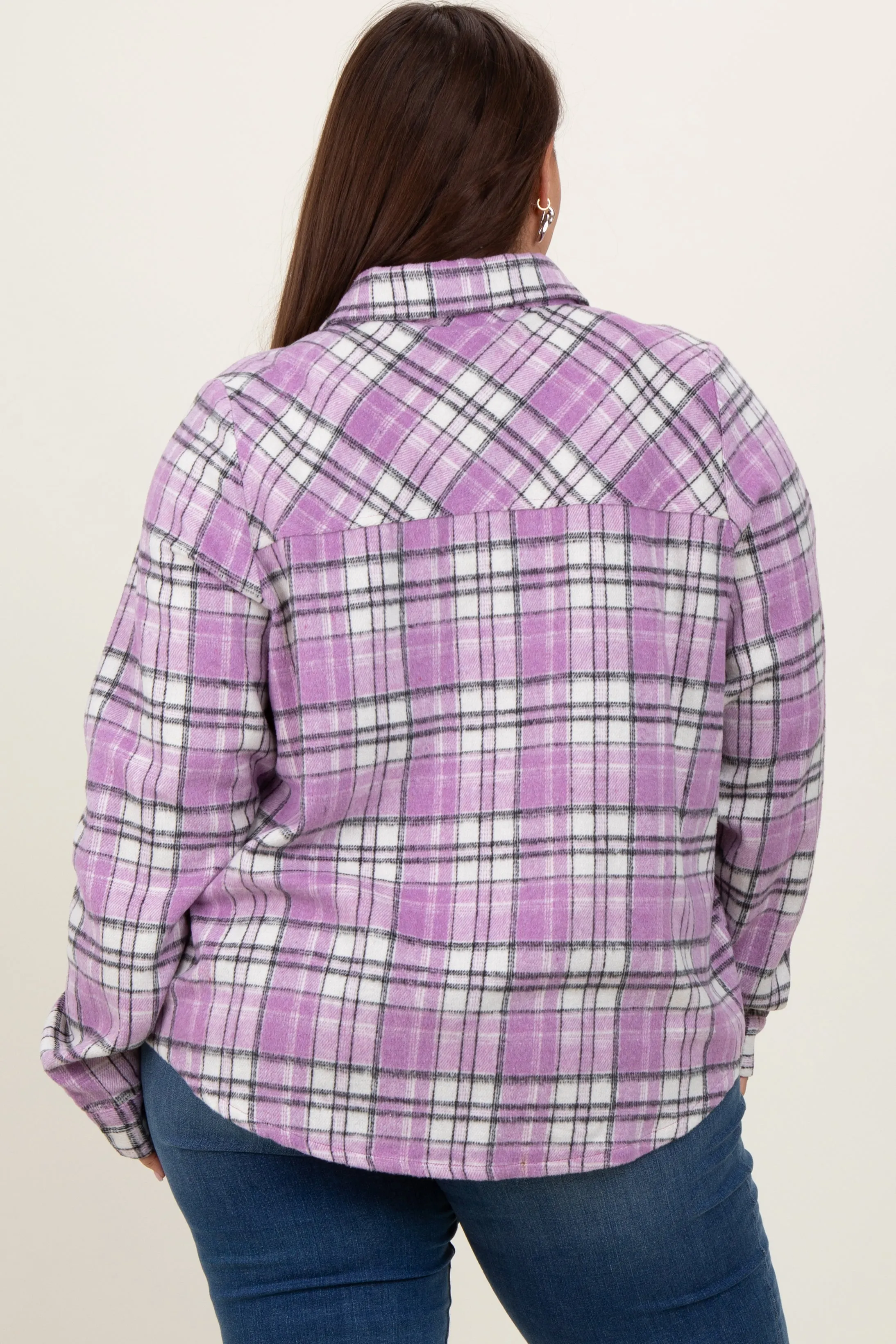 Lavender Plaid Button Down Plus Flannel sold by Pinkblush product image thumbnail 4