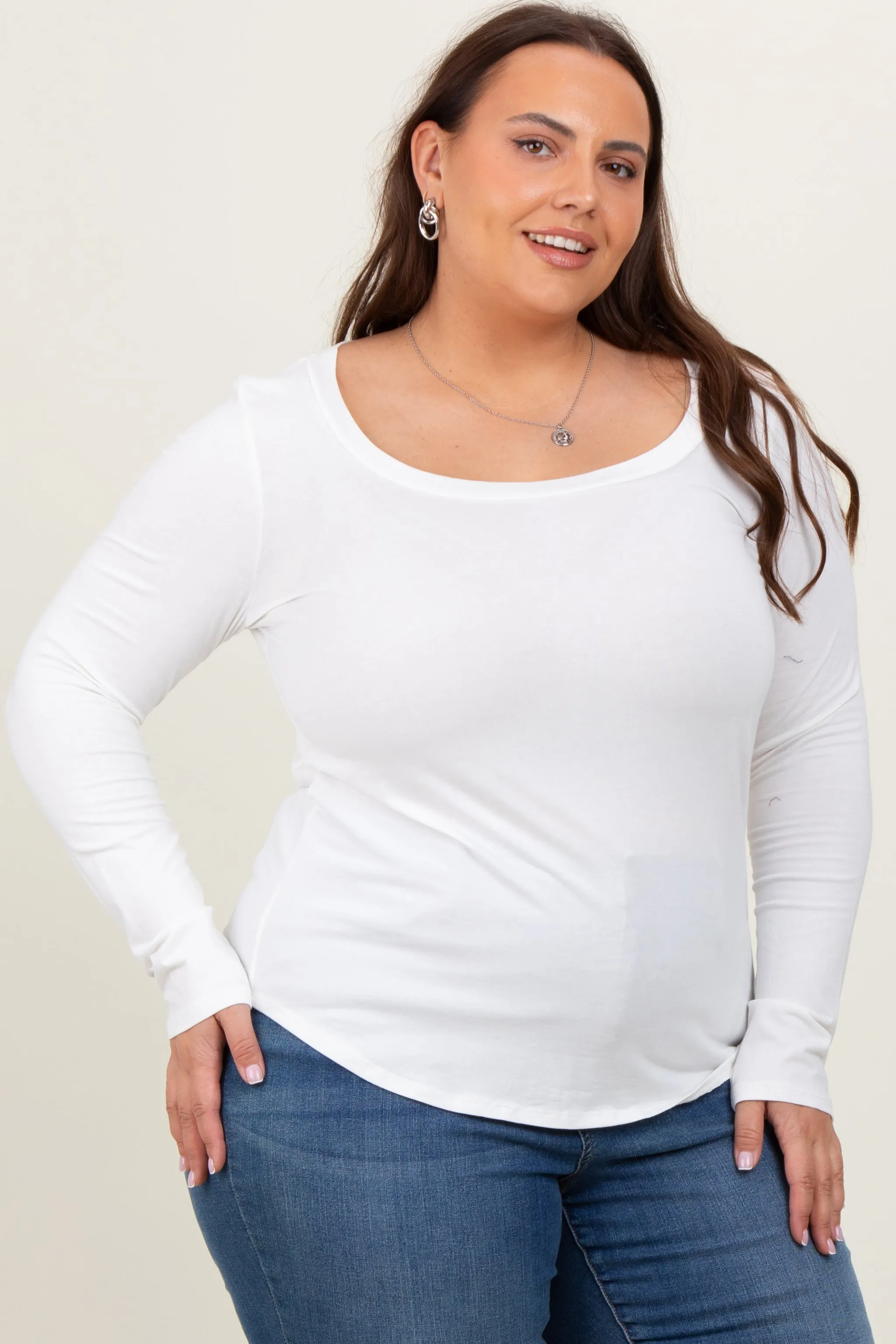 White Basic Long Sleeve Plus Top sold by Pinkblush product image thumbnail 3