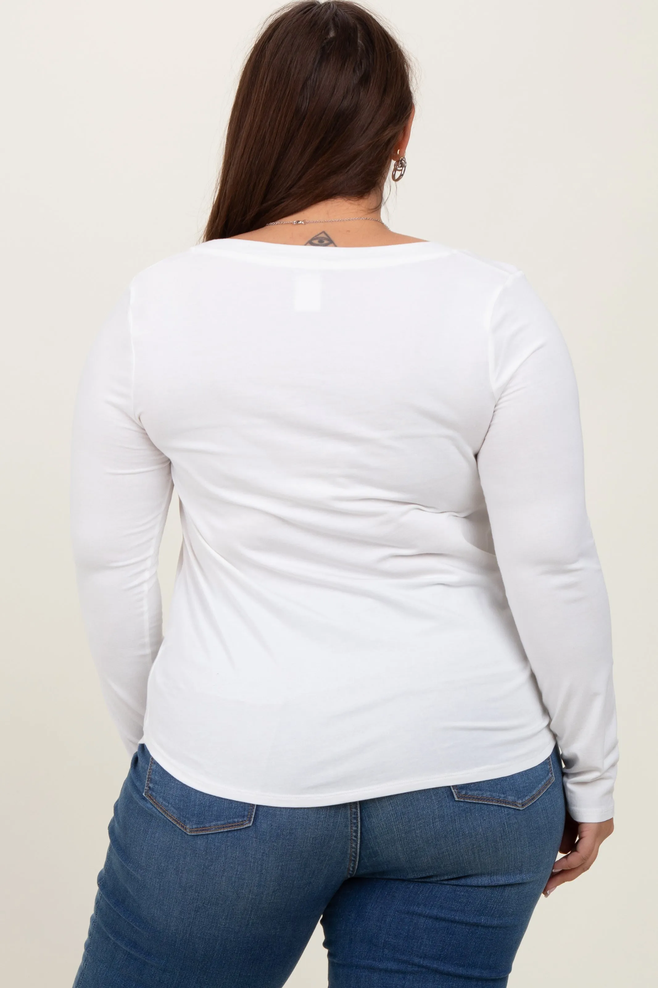 White Basic Long Sleeve Plus Top sold by Pinkblush product image thumbnail 4