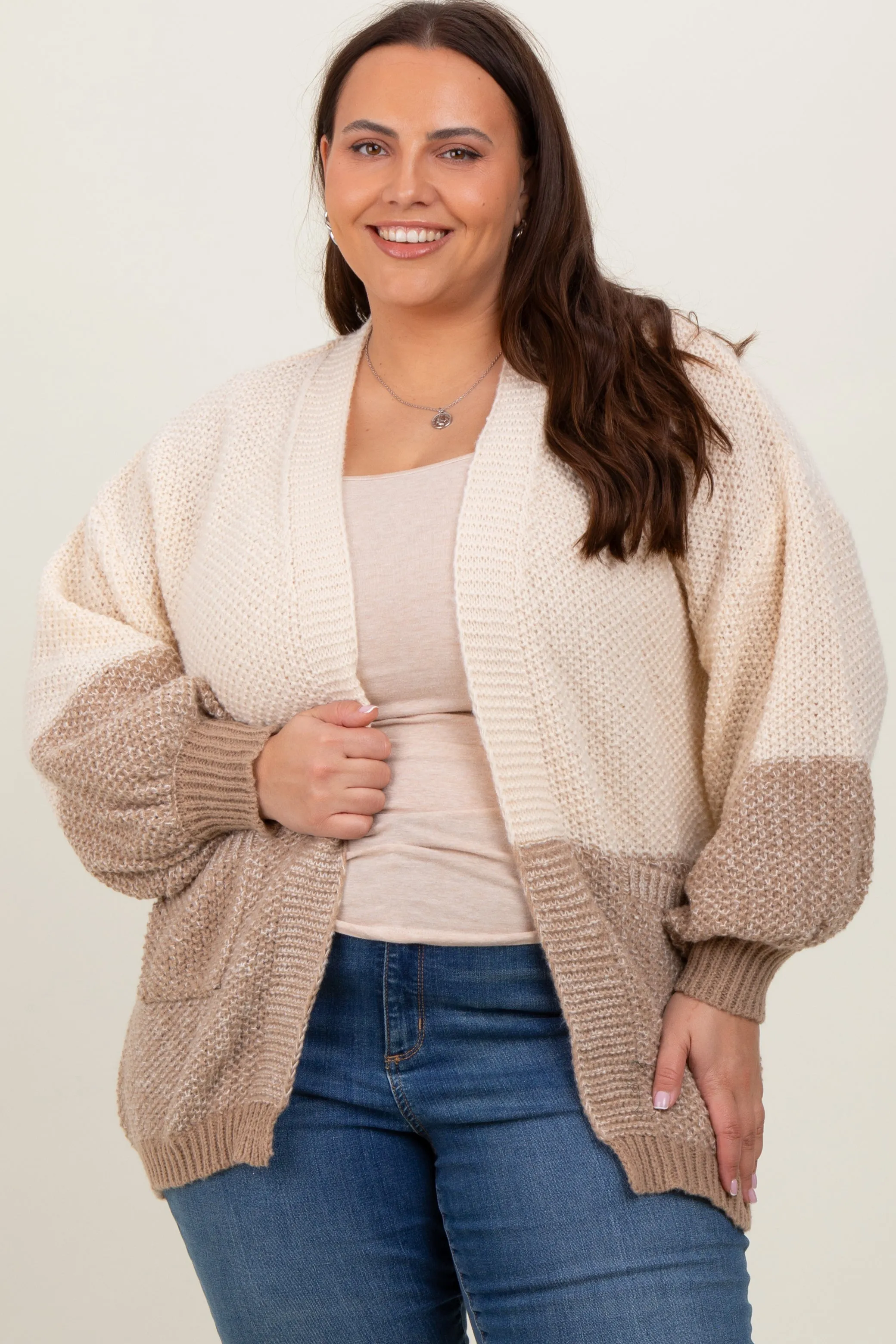 Cream Colorblock Bubble Sleeve Maternity Cardigan sold by Pinkblush product image thumbnail 2