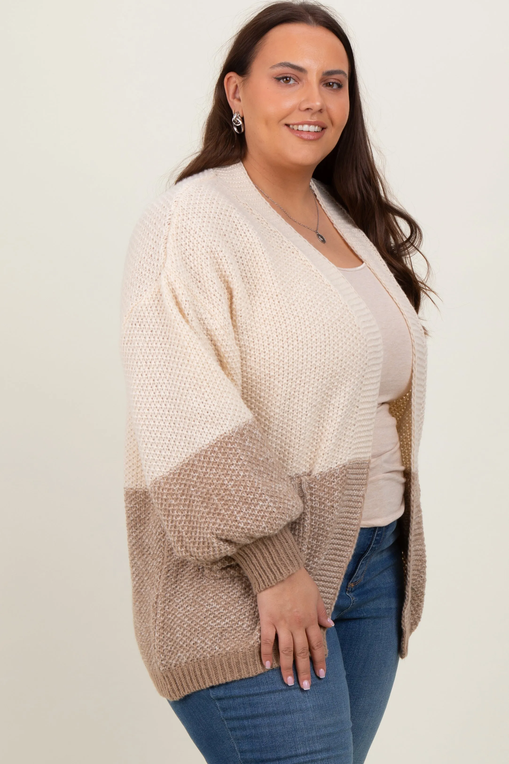 Cream Colorblock Bubble Sleeve Maternity Cardigan sold by Pinkblush product image thumbnail 3