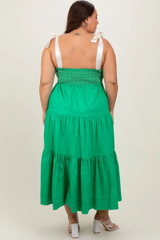 Green Ribbon Strap Tiered Plus Maxi Dress sold by Pinkblush product image thumbnail 4